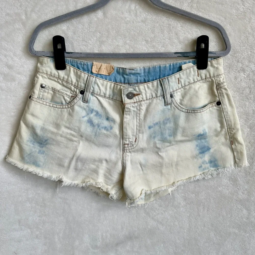 Denim Supply Ralph Lauren Mini Cutoff Shorts Bleached Americana Patch Sz 31